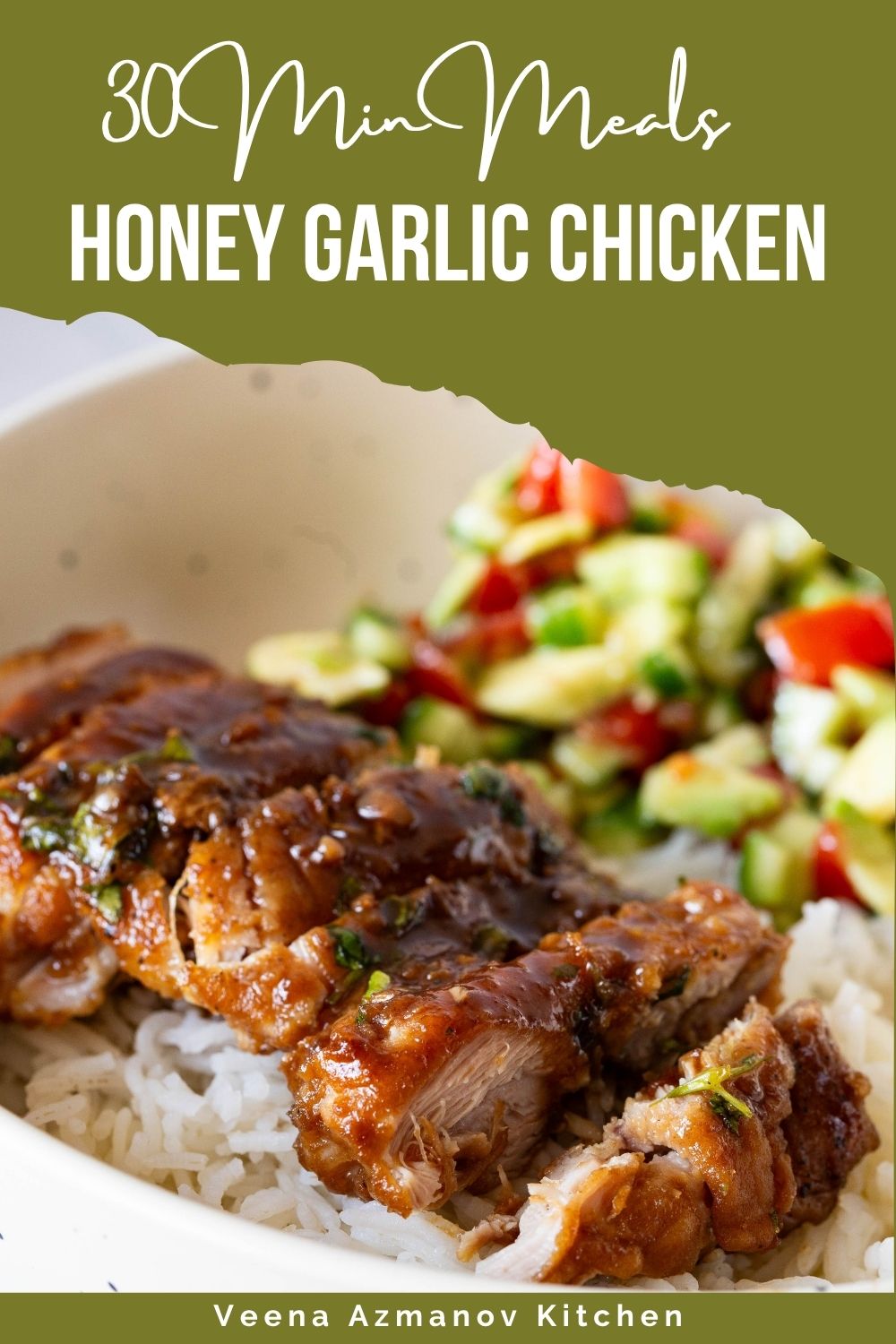Pinterest image for Honey Garlic Chicken in 30 Minutes.