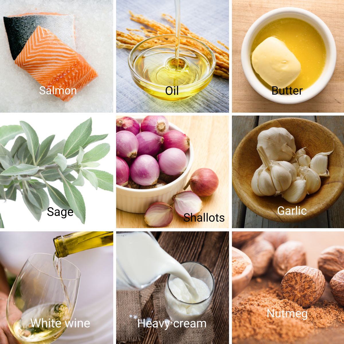 Ingredients for making Salmon with Pasta.