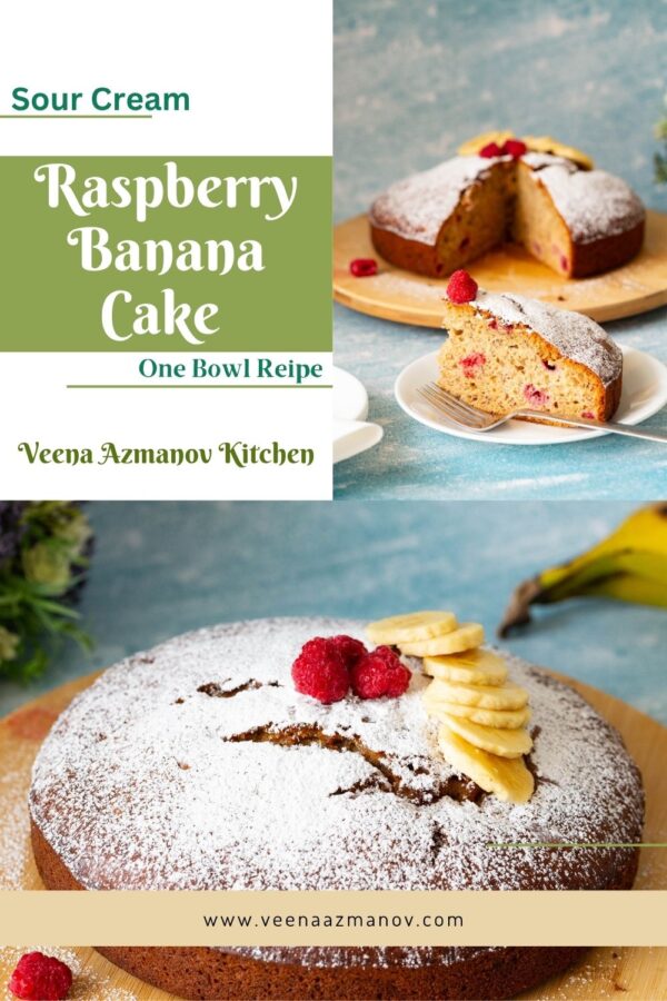 One-Bowl Raspberry Banana Cake – Easy Summer Baking - Veena Azmanov Kitchen
