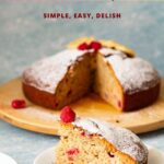 Pinterest image for Banana Raspberry Cake.