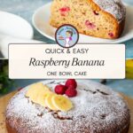 Pinterest image for Banana Raspberry Cake.
