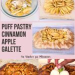 Pinterest image for puff pastry apple galette with cinnamon sugar.