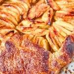Pinterest image for puff pastry apple galette with cinnamon sugar.