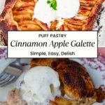 Pinterest image for puff pastry apple galette with cinnamon sugar.