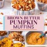 Pinterest image for Brown Butter Pumpkin Muffins.
