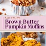 Pinterest image for Brown Butter Pumpkin Muffins.