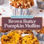 Pinterest image for Brown Butter Pumpkin Muffins.