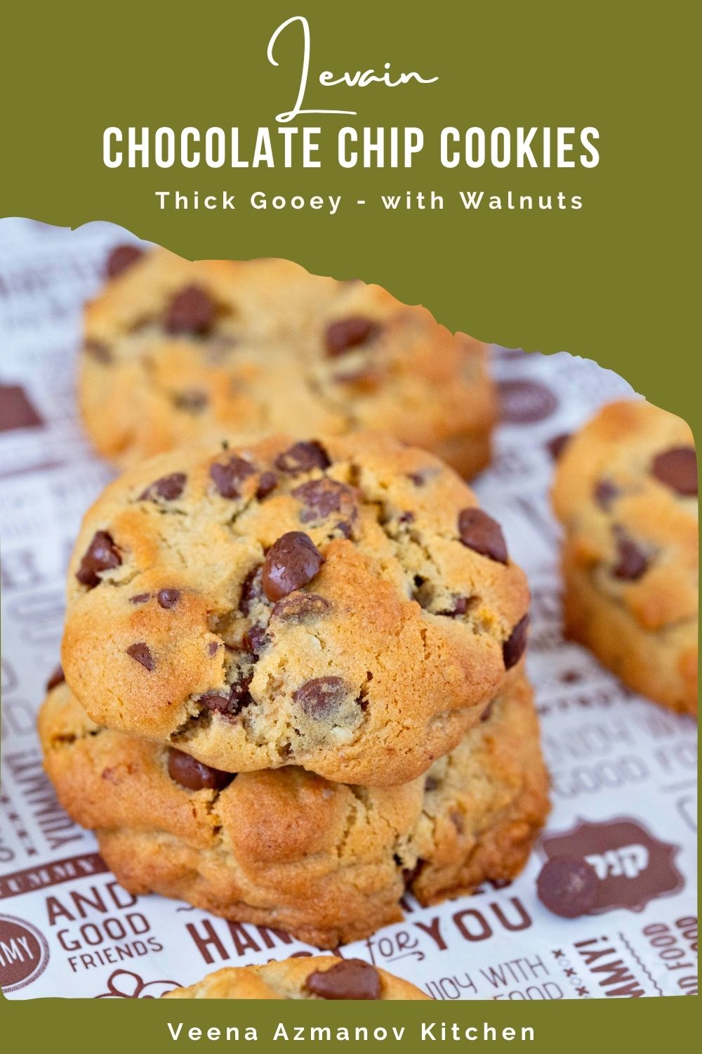 Pinterest image for Levain Chocolate Chip Cookies.