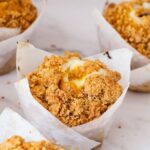 Pinterest image for pumpkin cream cheese muffins with crumble.