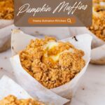 Pinterest image for pumpkin cream cheese muffins with crumble.