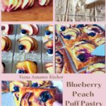 Pinterest image for Blueberry Peach Puff Pastry Tarts.