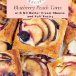 Pinterest image for Blueberry Peach Puff Pastry Tarts.