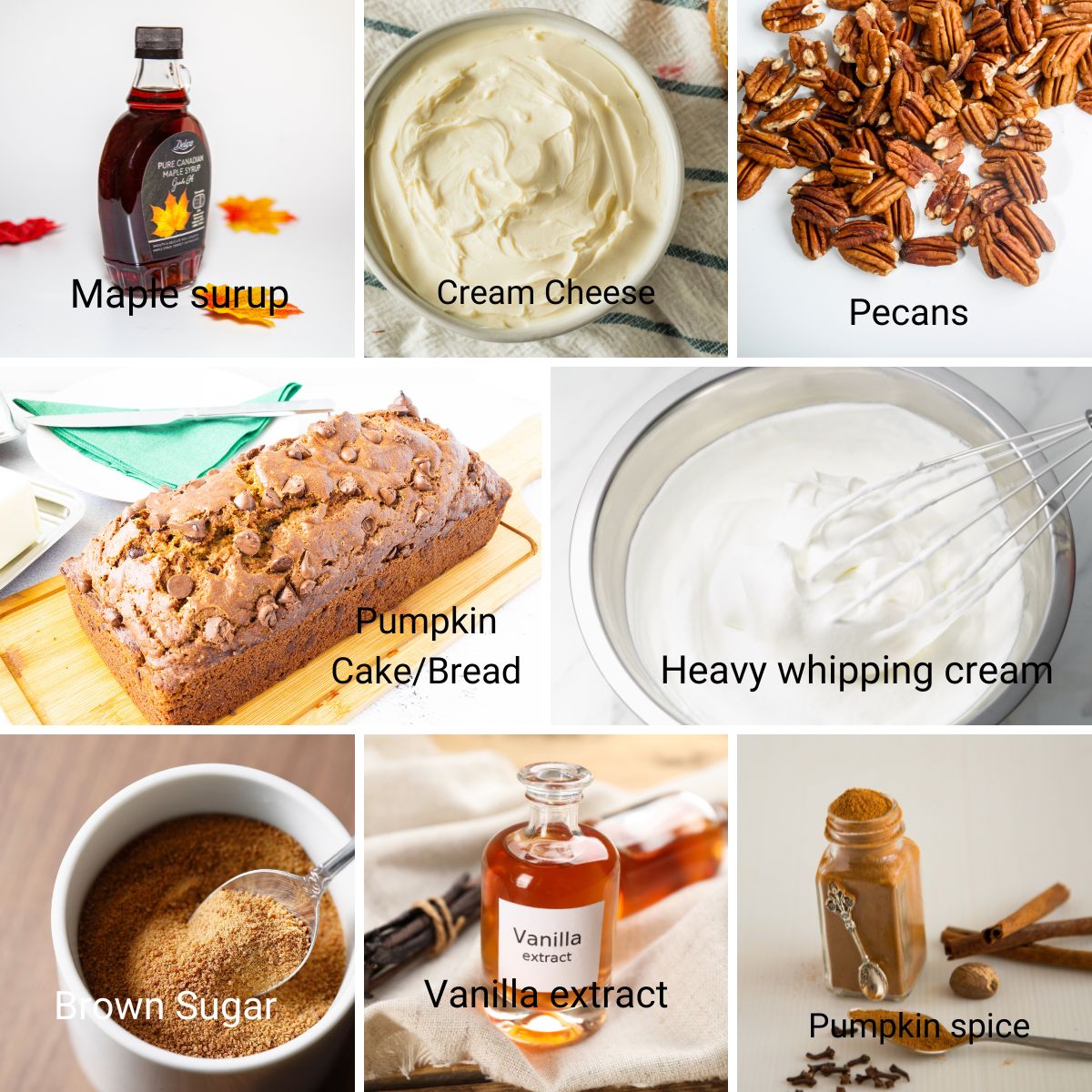 Ingredients for making pumpkin trifle.
