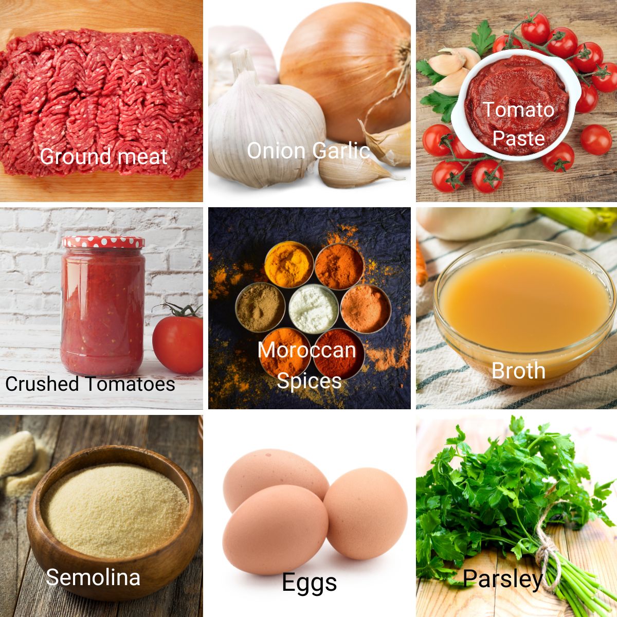 Ingredients for making Meatball Tagine.