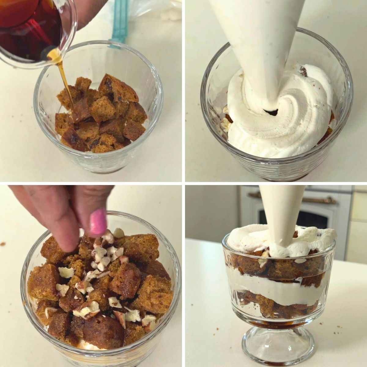 Progress pictures layering pumpkin trifle.