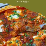 Pinterest image for Moroccan kefta tagine with eggs