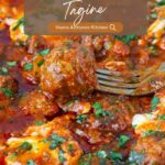 Pinterest image for Moroccan kefta tagine with eggs