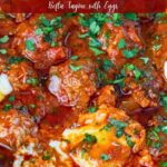 Pinterest image for Moroccan kefta tagine with eggs