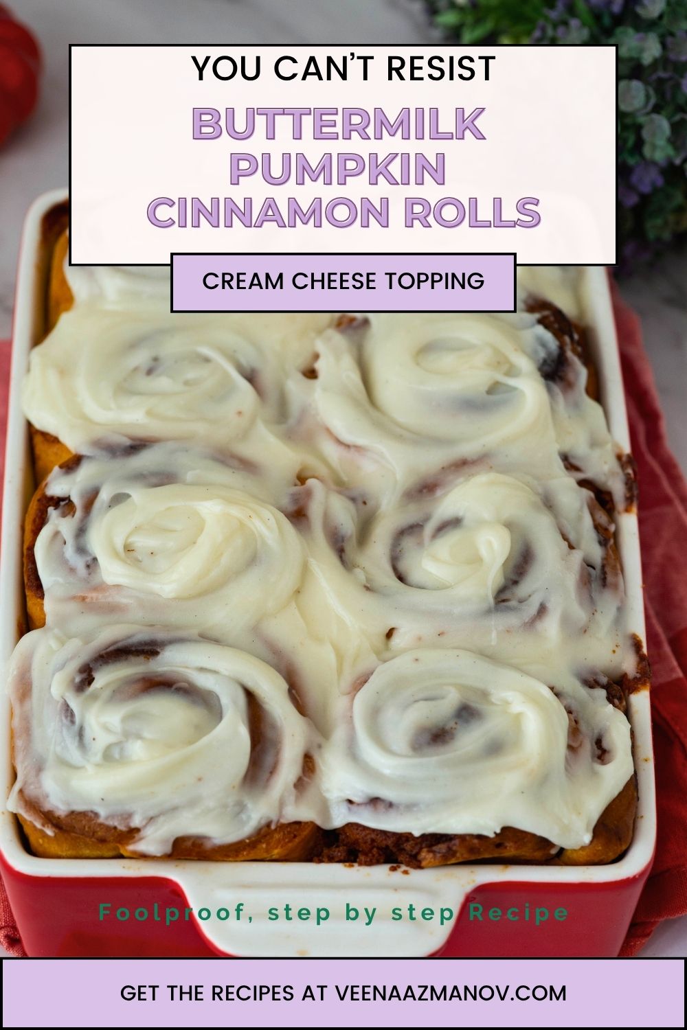 Pinterest image for Pumpkin Cinnamon Rolls.