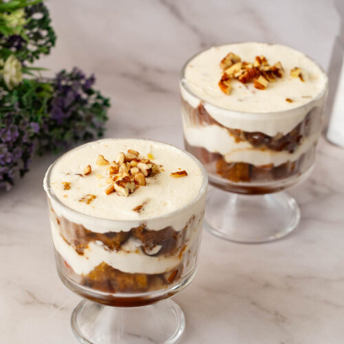 Two trifle bowl on the table.
