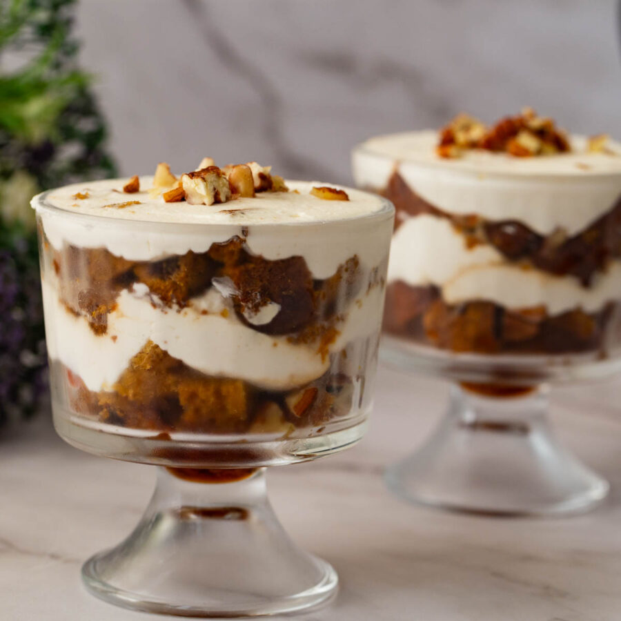 Pumpkin Trifle in dessert cups.
