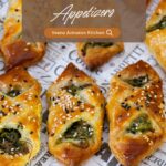 Pinterest image for spinach and cheese puff pastry turnovers.