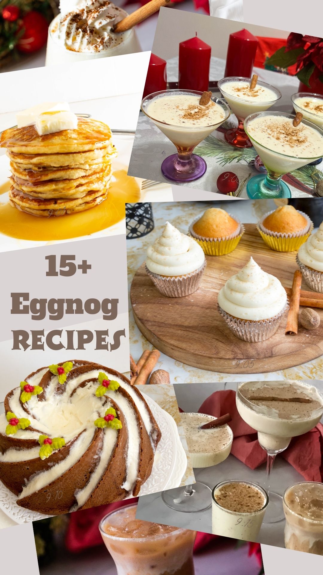 Pinterest image for Holiday Eggnog Recipes for Christmas.