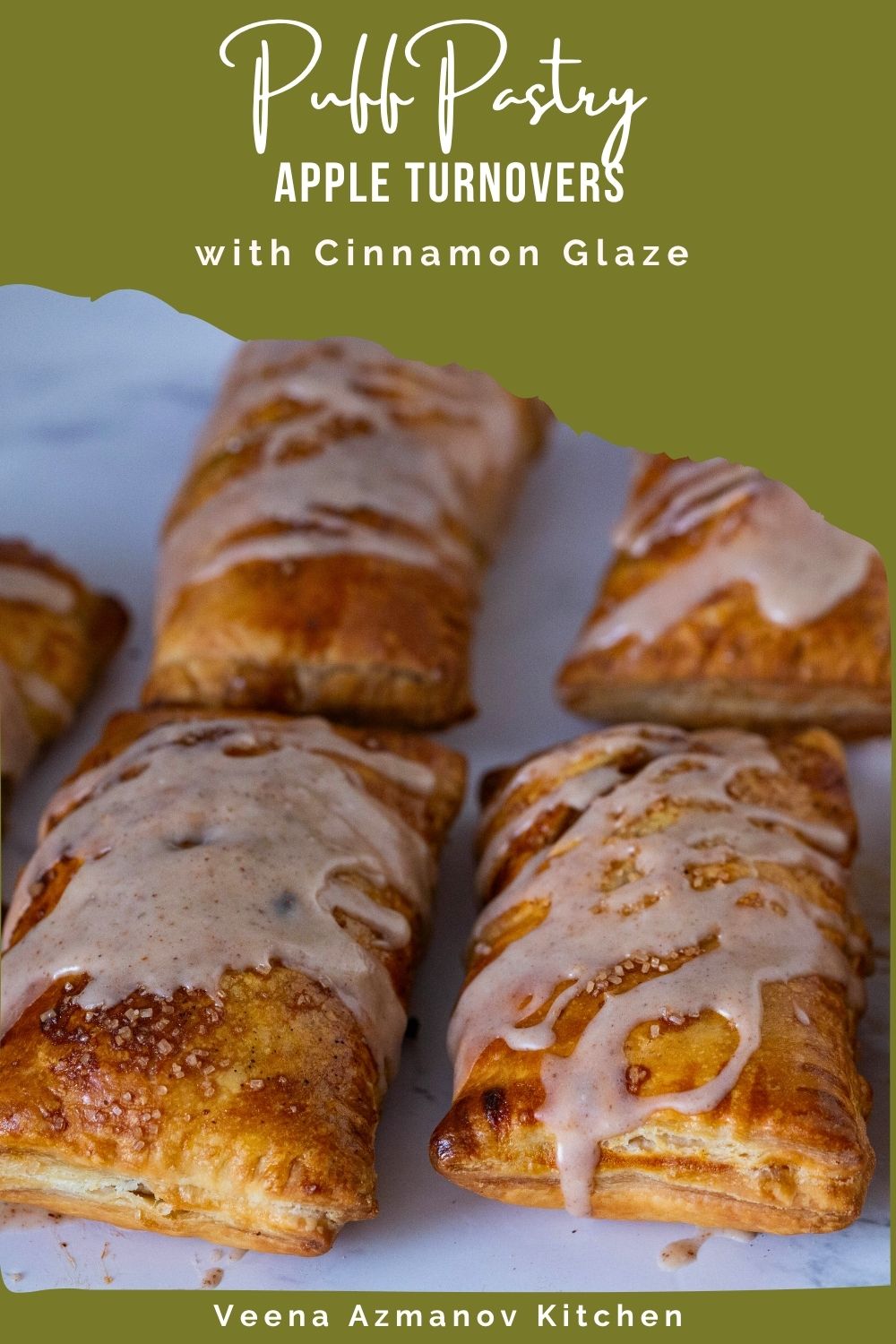 Pinterest image for Apple Turnovers with Puff Pastry and Cinnamon Glaze.