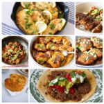 A collage of 30-minute chicken, beef, and lamb dinner recipes for quick and easy weeknight meals.