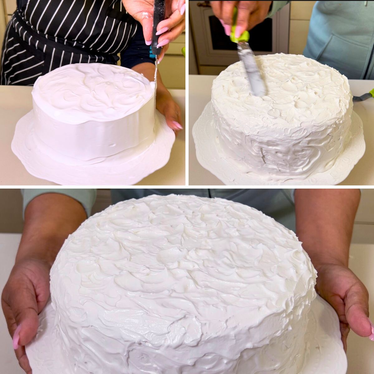 Frosting a fruit cake with royal icing.