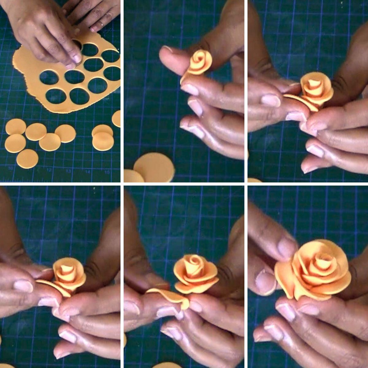 Making hand roses for traditional wedding fruitcake.
