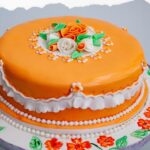 Pinterest image for wedding fruitcake with marzipan and fondant.