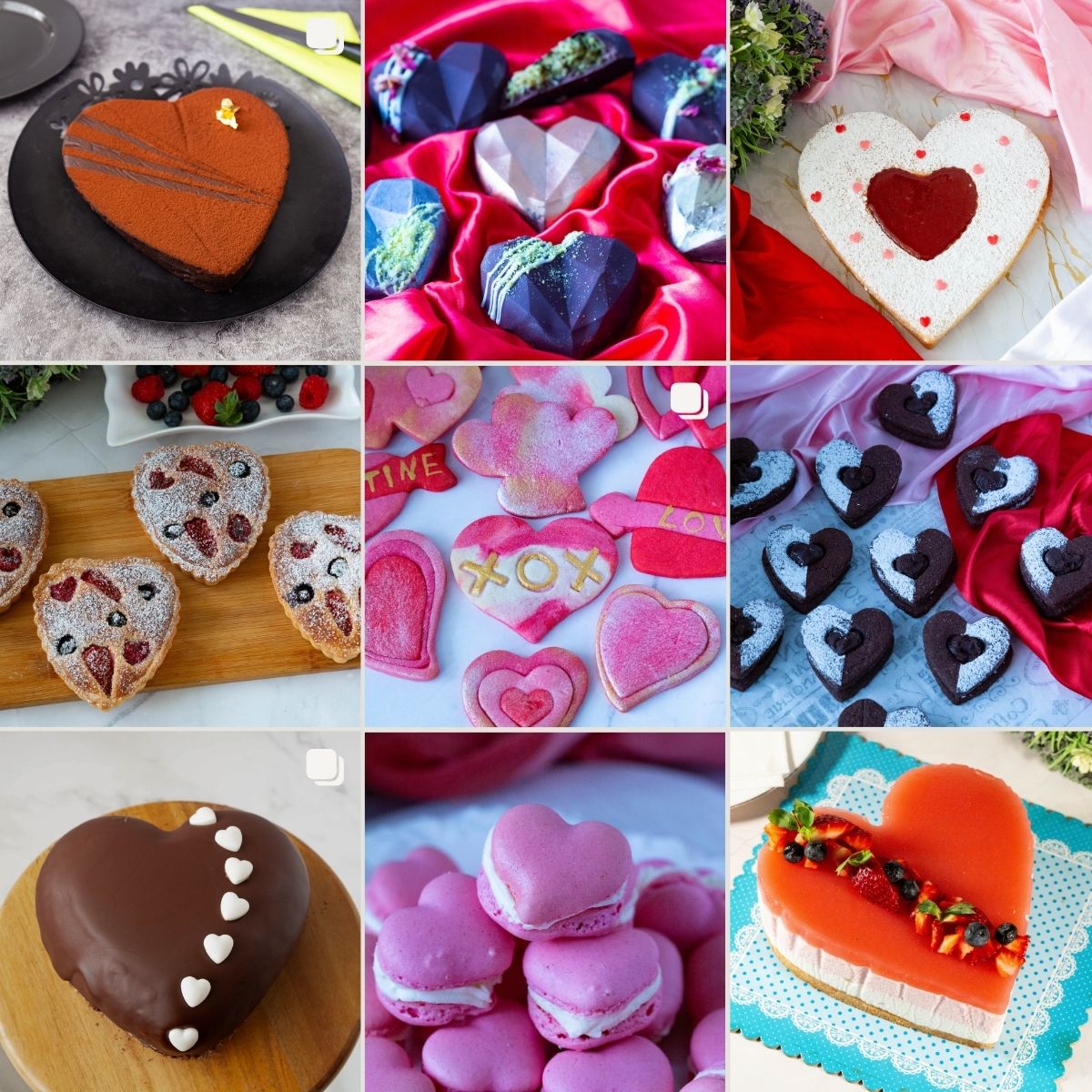 Heart Shaped Desserts Round UP Collage.