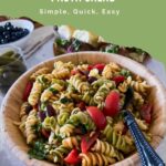 Pinterest image for Lemon Pasta Salad with Veggies.