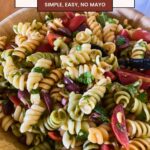 Pinterest image for Lemon Pasta Salad with Veggies.