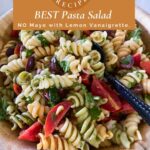 Pinterest image for Lemon Pasta Salad with Veggies.