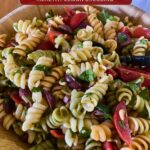 Pinterest image for Lemon Pasta Salad with Veggies.