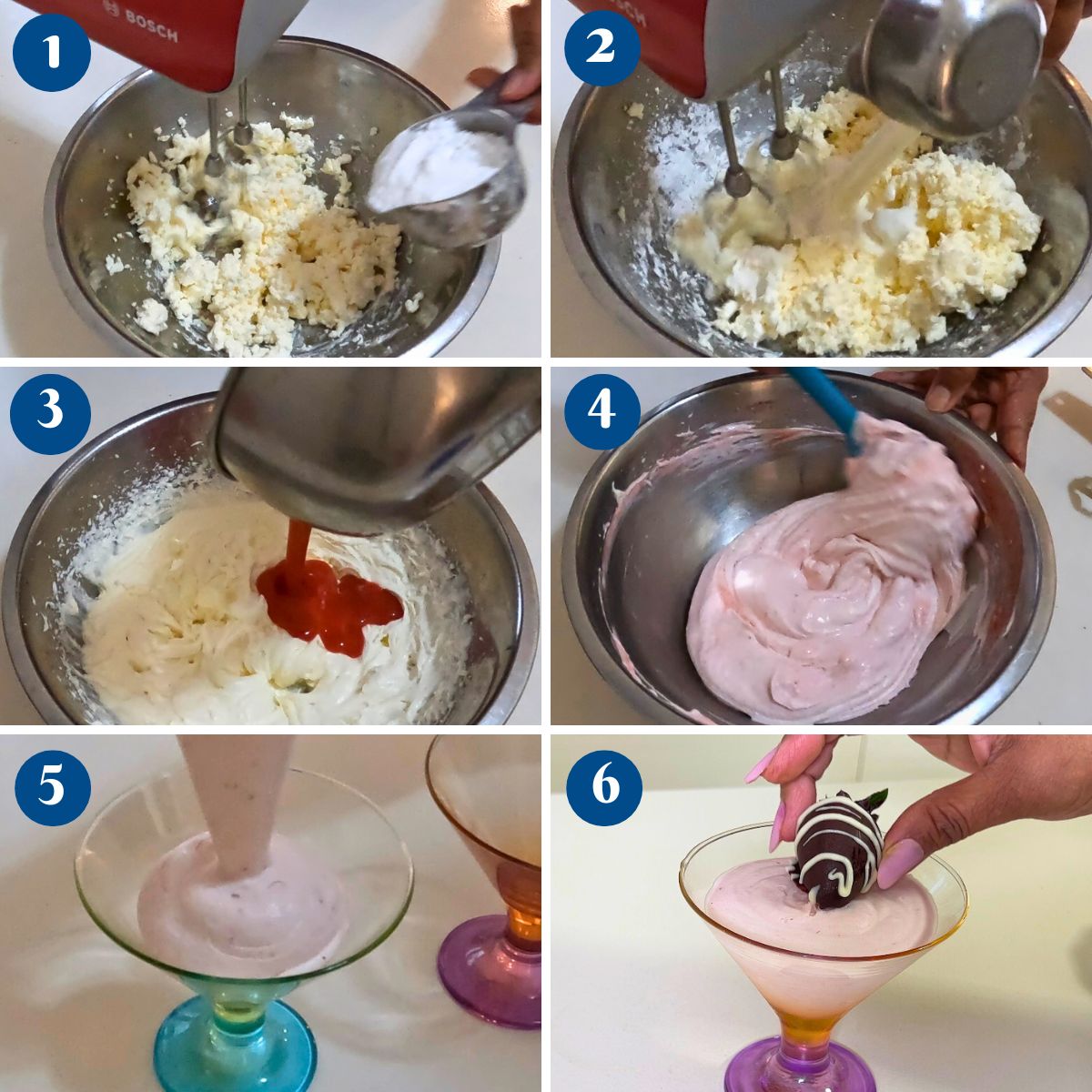 Progress Pictures for strawberry mousse.