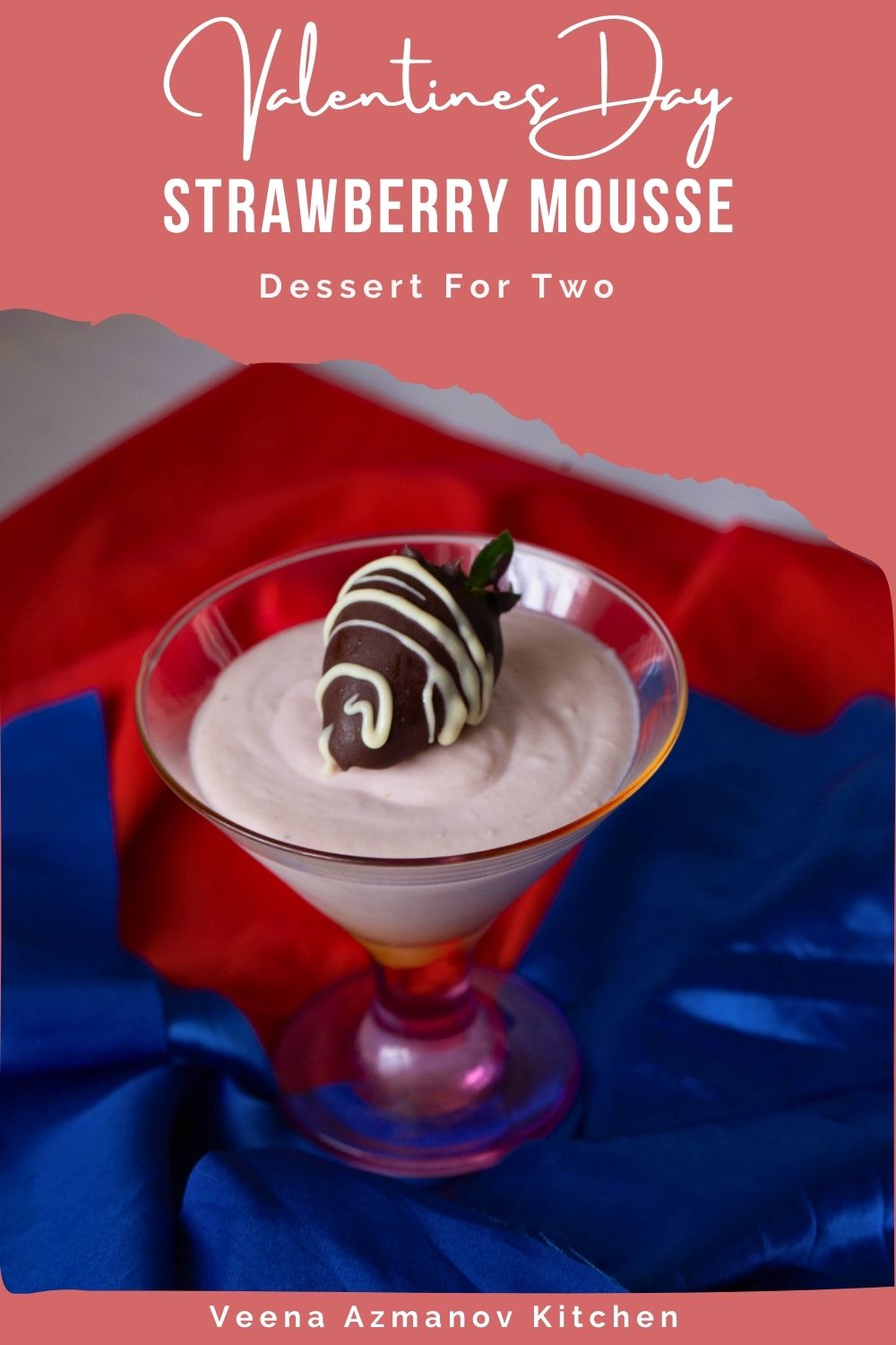 Pinterest image for Strawberry Mousse for Two.
