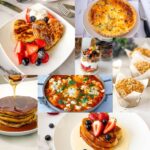 Collage of Valentines Day Breakfast and Brunch Ideas.