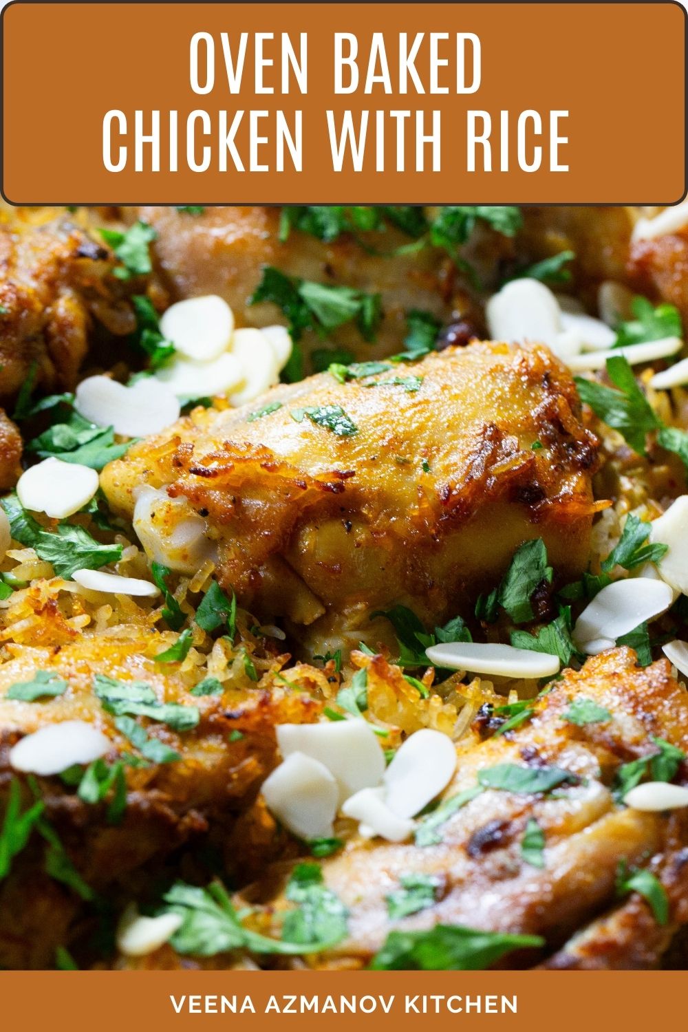 Pinterest image for Baked Chicken with Rice.