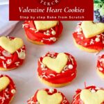 Pinterest image for Buttercream Rose Frosted Valentine Cookies.