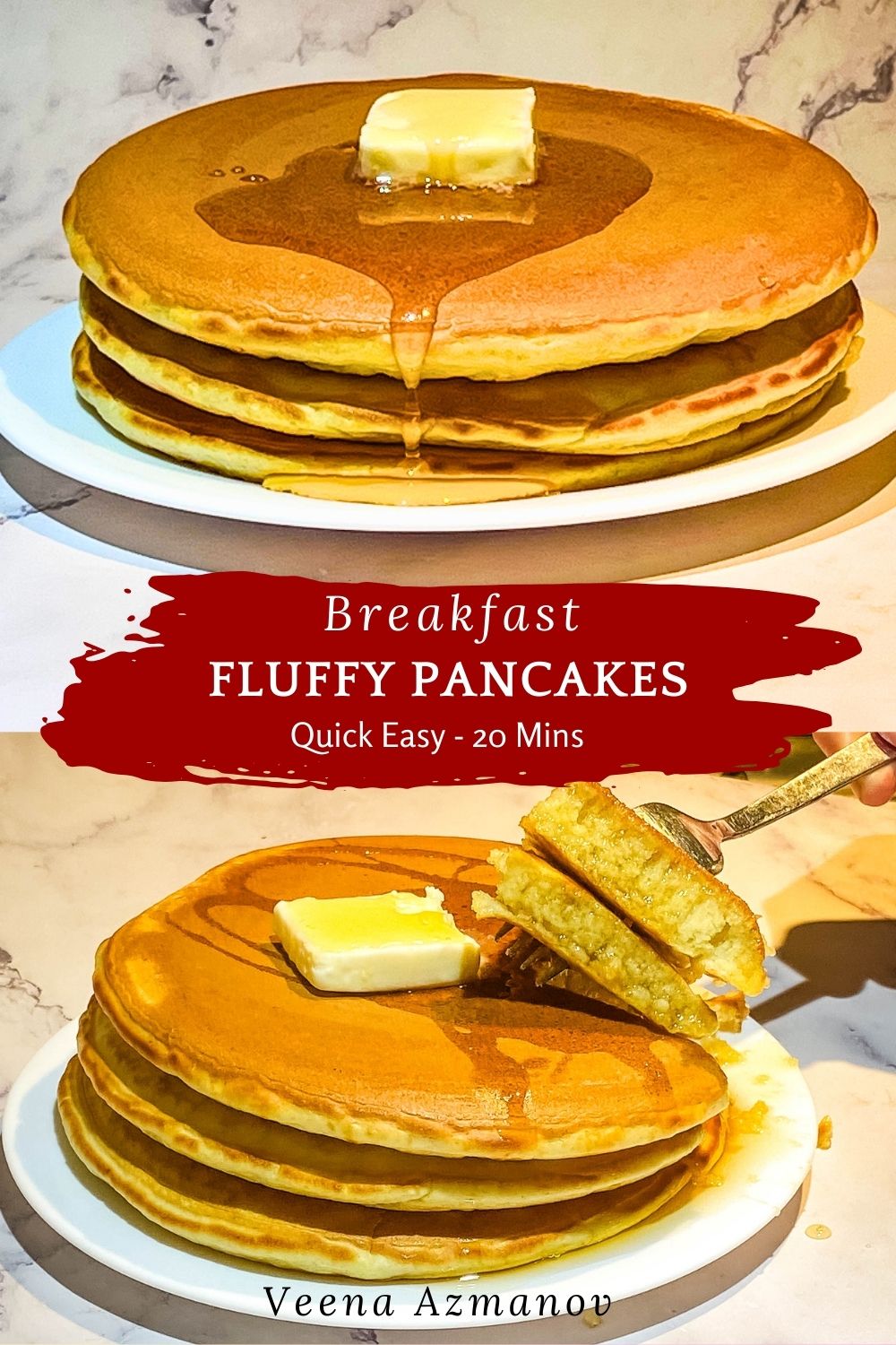 Pinterest image for making Big Fluffy Pancakes.