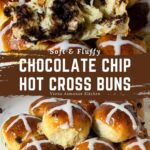 Pinterest image for Hot Cross Buns with Chocolate Chips.