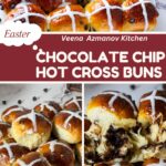 Pinterest image for Hot Cross Buns with Chocolate Chips.