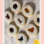 Pinterest image for Easter Sandwich Cookies with Jam and Easter Shapes.
