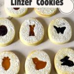 Pinterest image for Easter Sandwich Cookies with Jam and Easter Shapes.