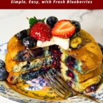 Pinterest image for Fluffy Blueberry Pancakes.