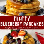 Pinterest image for Fluffy Blueberry Pancakes.