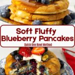 Pinterest image for Fluffy Blueberry Pancakes.